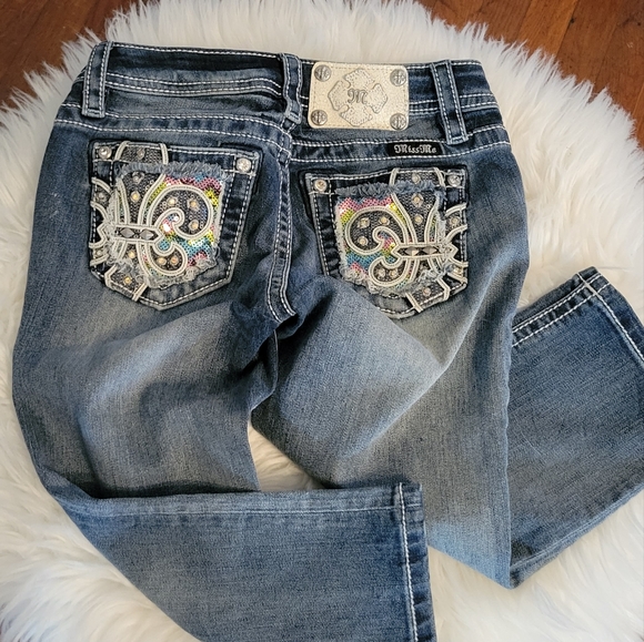 Miss Me Girls Size 12 Cuffed Capri jeans - Picture 2 of 11